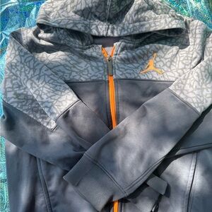 Jordan Gray and Orange Hoodie-Kids size L